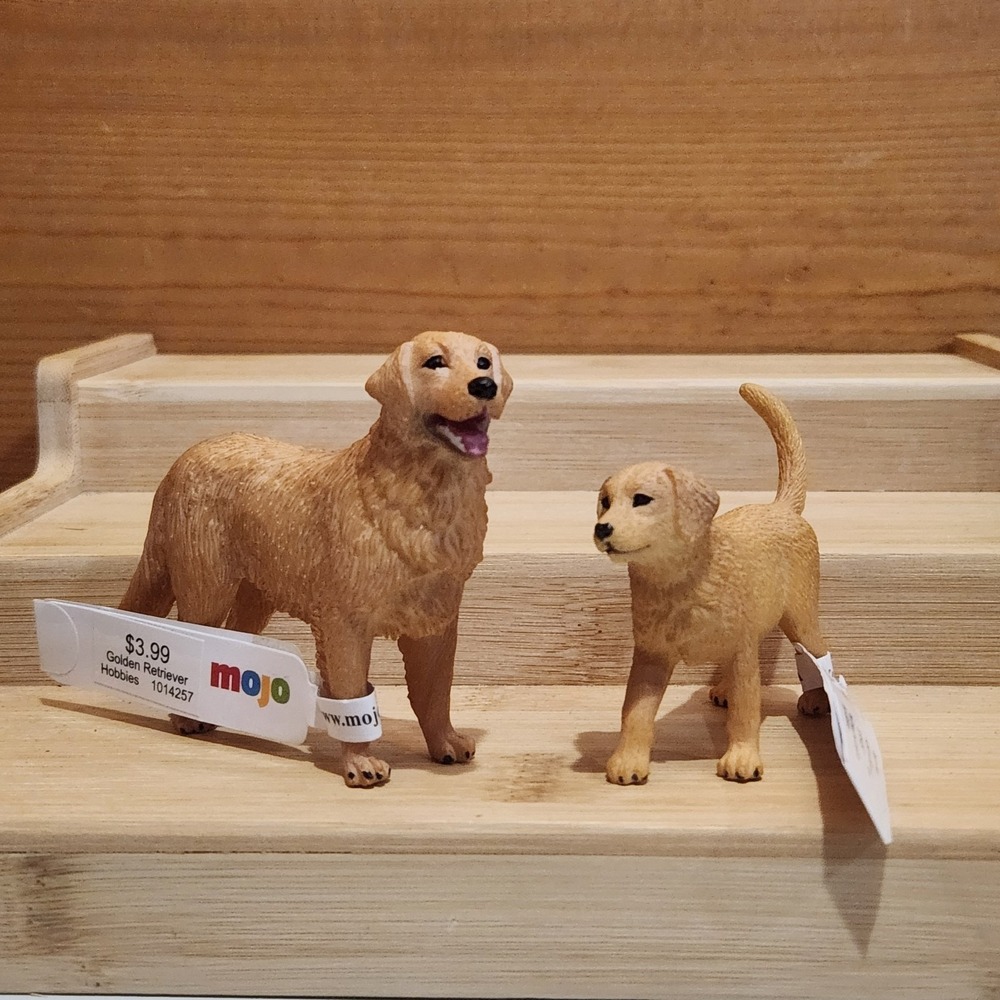 Lot Of 2 MOJO Golden Retriever Mom 1014257 Puppy Animal Figures 1014265 New Tags